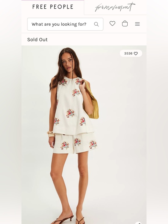 Free People Tops - Free People Strada Embroidered Two-Piece Tank & Short Set XL